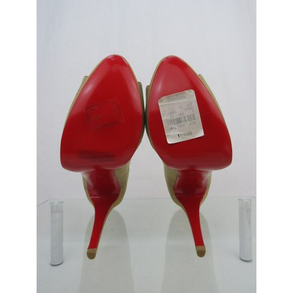 NEW LOUBOUTIN MALEVA 150 PLATFORM PEEP TOE BEIGE SUEDE MESH BOW PUMPS 41.5 11 - Picture 9 of 13